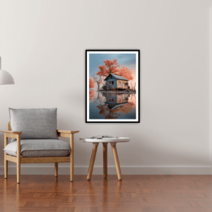 House in Orange-Blue | Poster von Lichtscheune Conceptstore